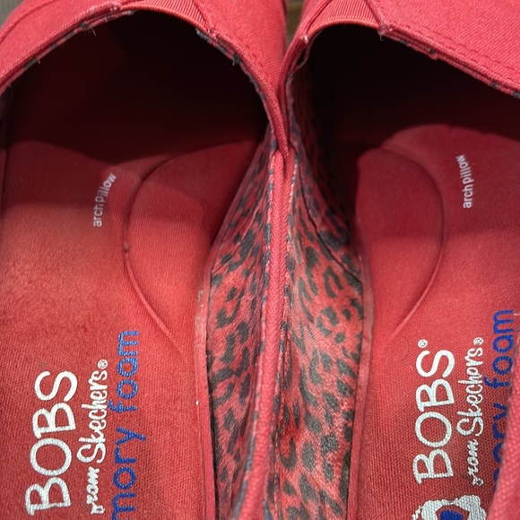 BOBS canvas slip on memory foam loafer plush-peace & Love ballet flat dark red - Picture 6 of 7